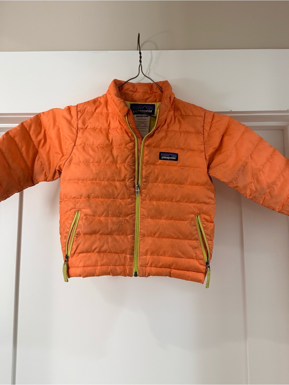 Patagonia Kids Orange / pink Quilted Puffer Jacket with Yellow Trim